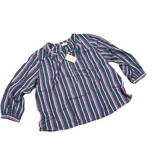Universal Thread Women's Plus Size Purple Striped Long Sleeve Blouse - 2X - NWT